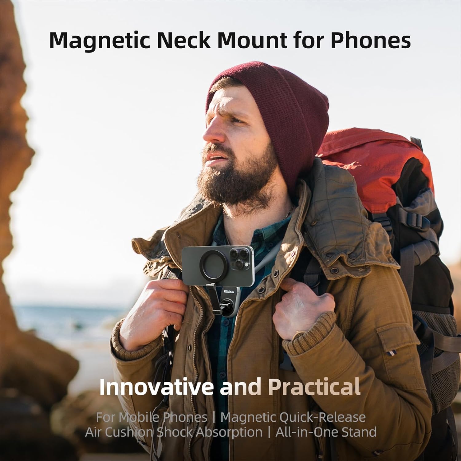 Hands-Free Neck Mount  Magnetic Mobile Phone Holder